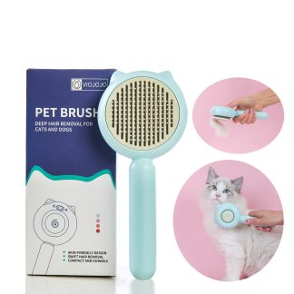 VIOJOJO Cat Brush Dog brushes with Release Button for Shedding Grooming Pig Design Blue  100pcs/pack